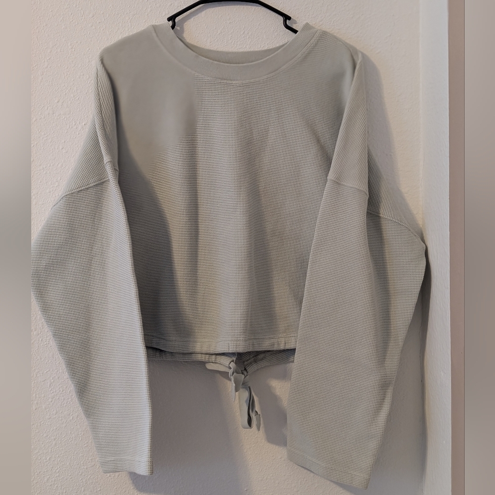 Fabletics Sage Green Waffle Knit Pullover